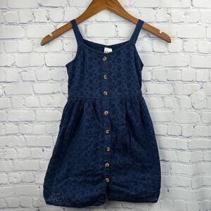 Japna Kids Navy Blue Eyelet Dress - Size 8 -